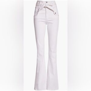 Veronica Beard Giselle Belted High Waist Slim Flare Jeans White Size 24